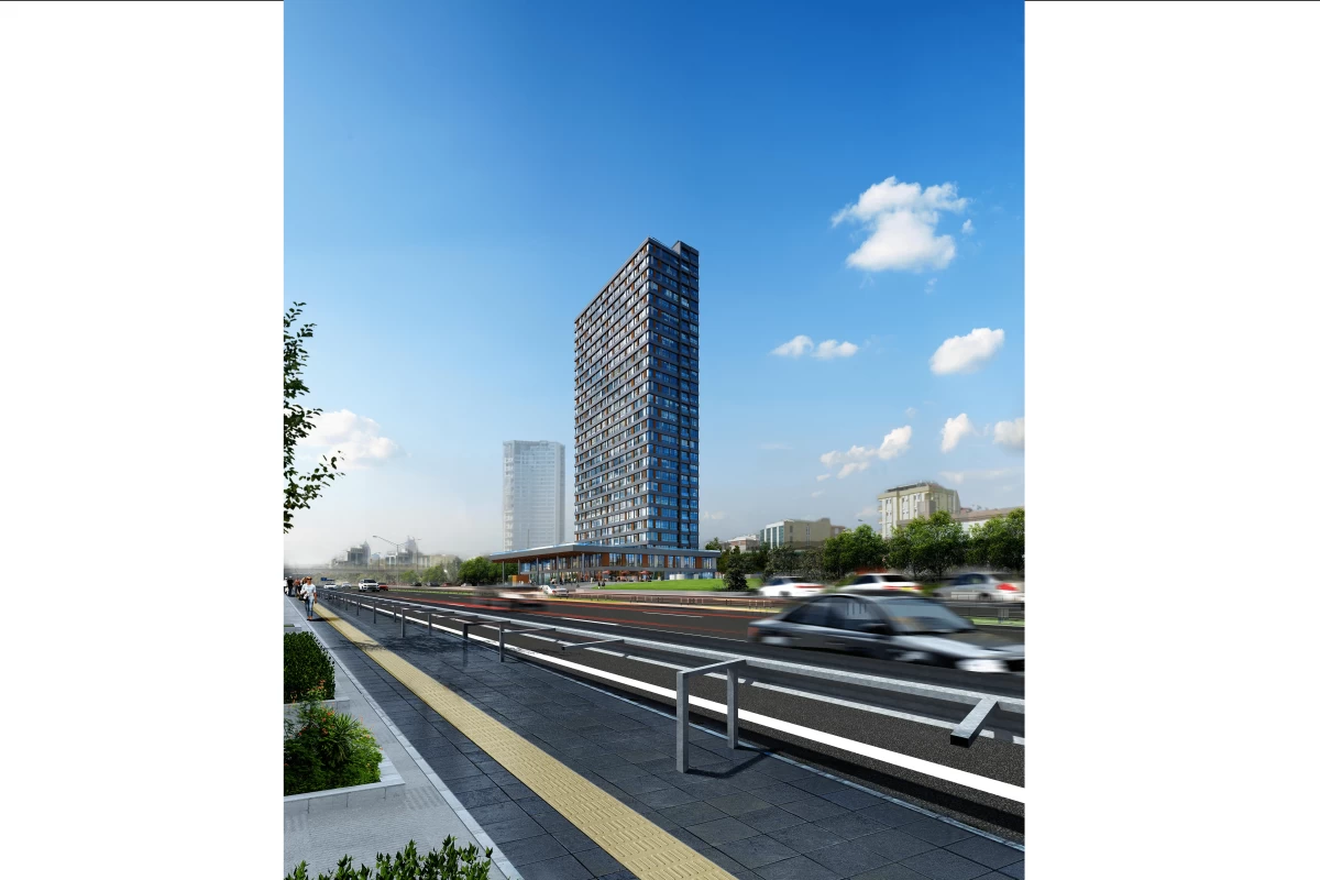 exterior-view-and-distance-shot-of-the-residential-project-in-which-the-main-artery-and-cars-are-seen