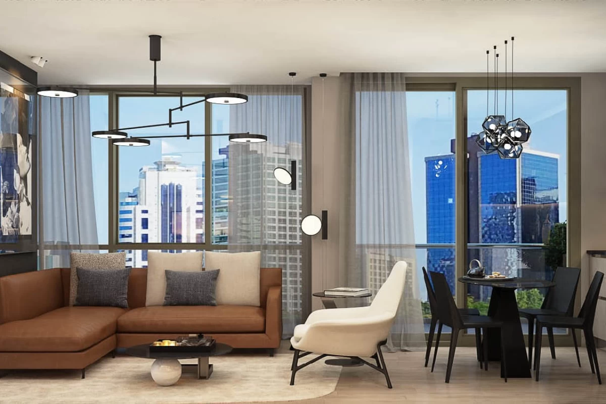 interior-view-of-the-exceptional-living-room-designed-as-open-kitchen-and-having-floor-to-ceiling-window-with-skyscraper-view